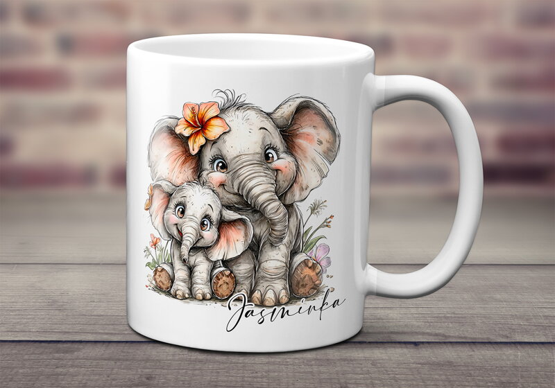 Hrnek Květinová kreslená Zvířátka