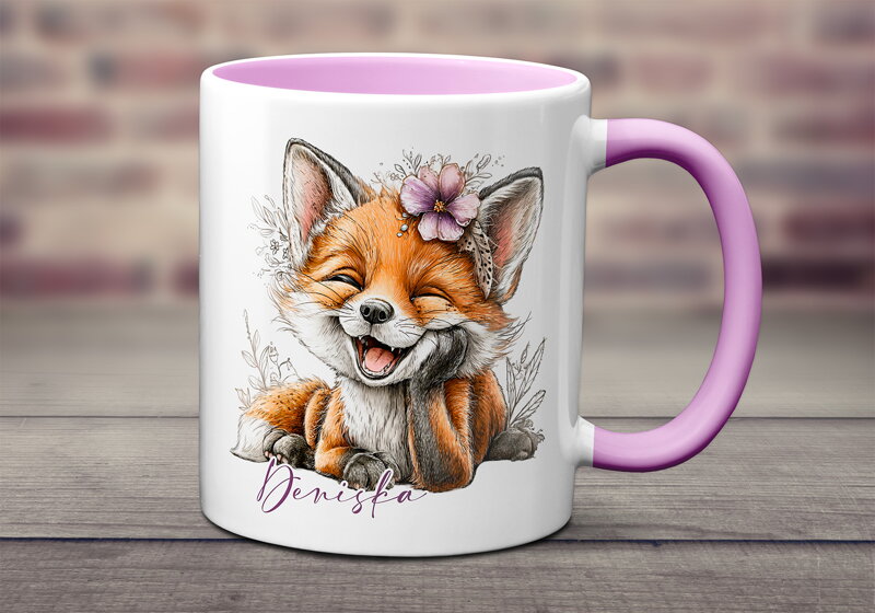 Hrnek Květinová kreslená Liška