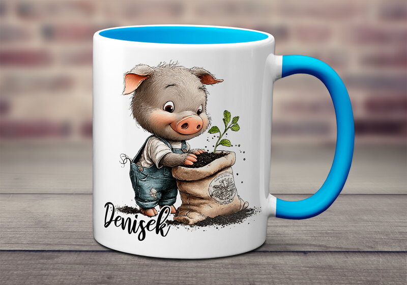 Hrnek Prasátko zahradníkem