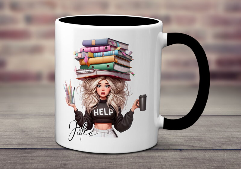 Keramický hrnek Studující dívka