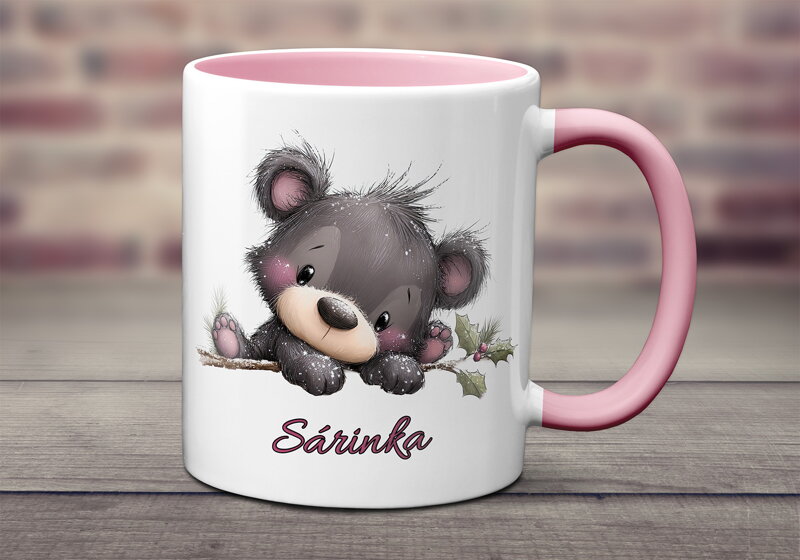 Hrnek Vánoční kreslený medvídek