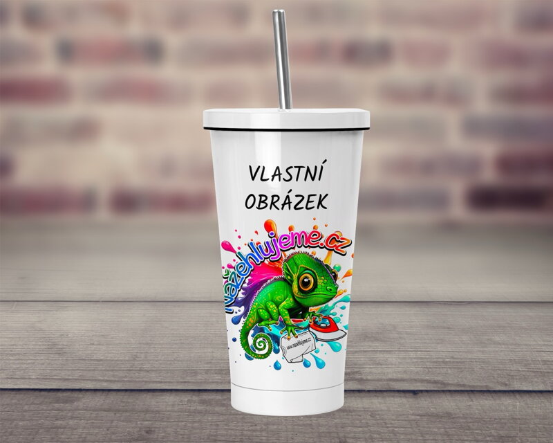Termopohárek s brčkem VLASTNÍ OBRÁZEK
