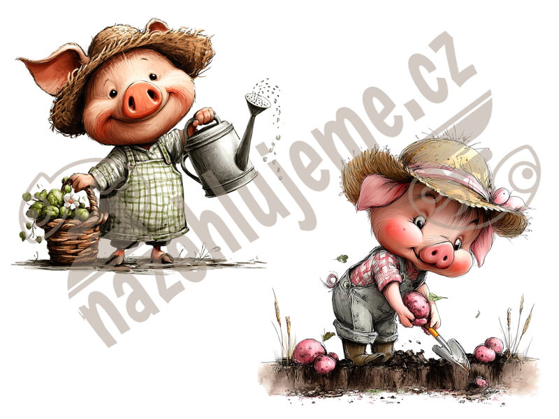 Nažehlovačka Prasátko zahradníkem