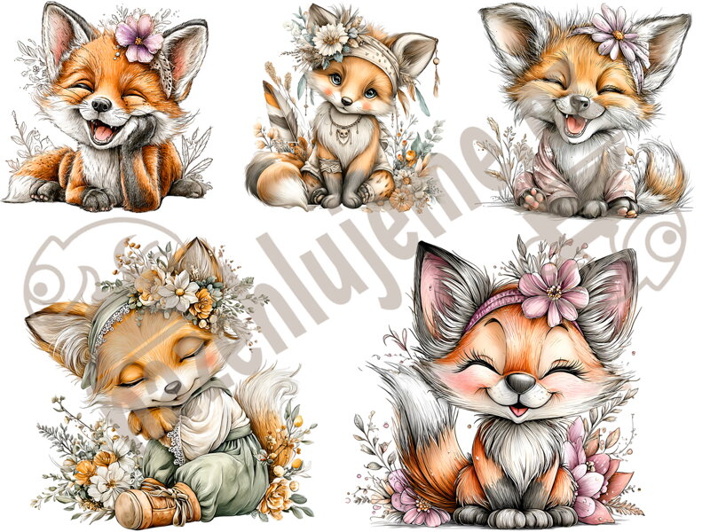 Samolepky arch Kreslená Liška