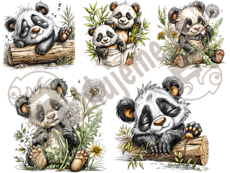 Nažehlovací arch Kreslená Panda