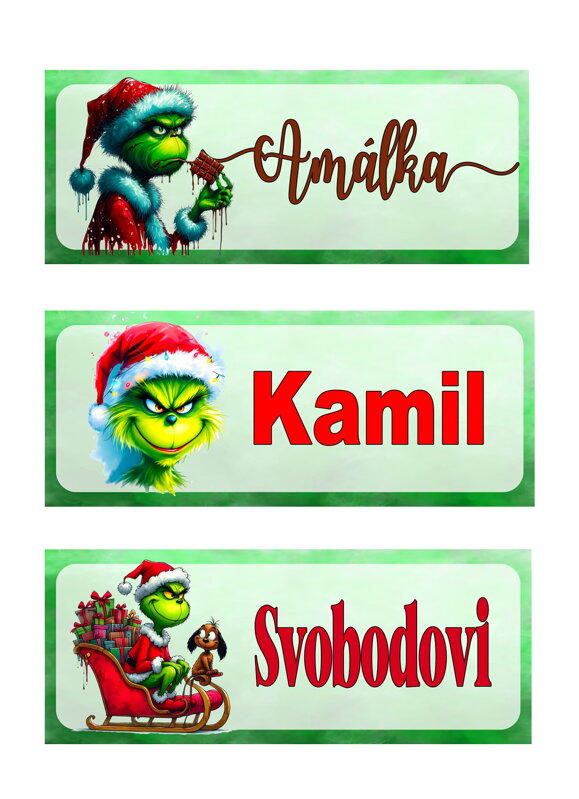 Nažehlovací jmenovka Grinch Nažehlovací jmenovka Grinch