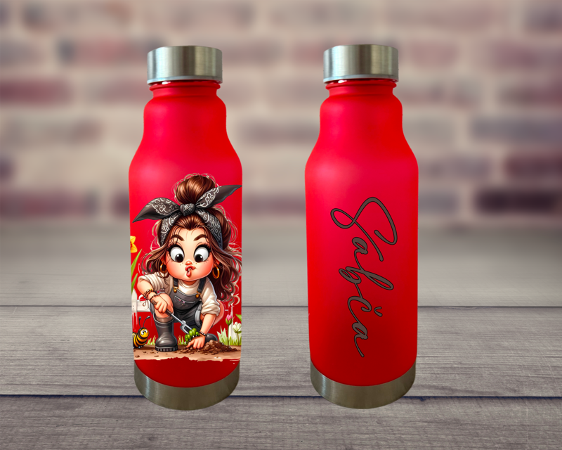 Plastová lahev na vodu Holčička v zahradě