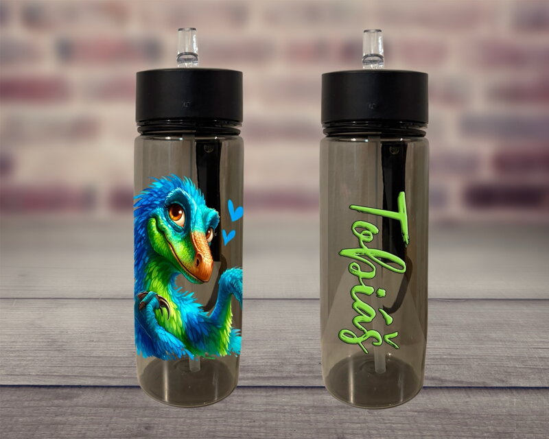 Plastová lahev s pítkem Crazy Dino