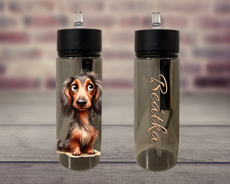 Plastová lahev s pítkem Jezevčík Plastová lahev s pítkem Jezevčík