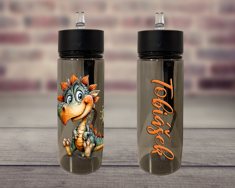 Plastová lahev s pítkem Kreslený dino Plastová lahev s pítkem Kreslený dino