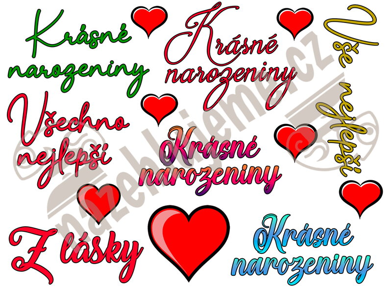 Samolepky Nápisy Narozeniny
