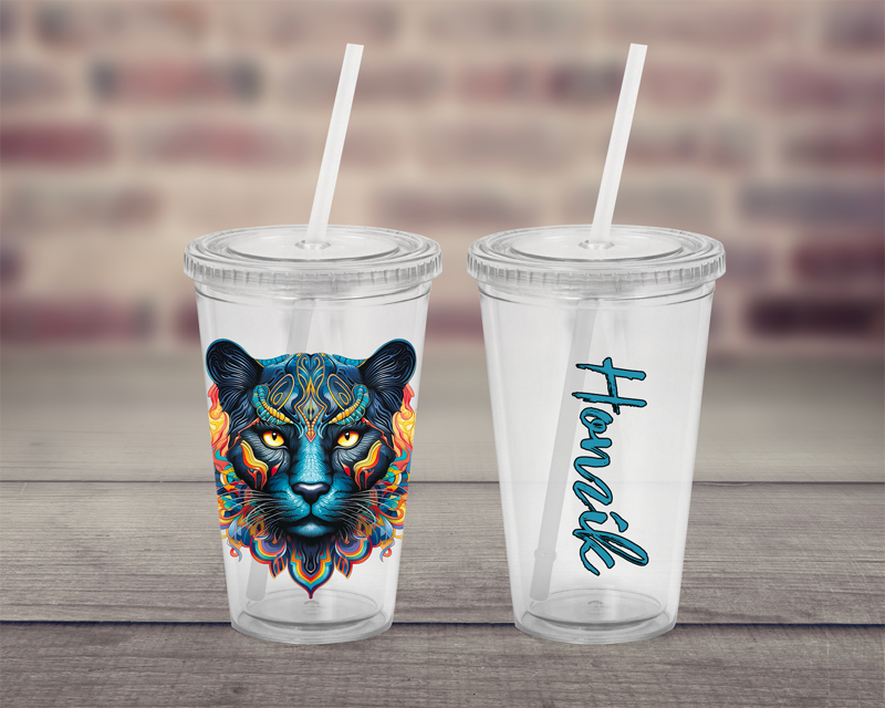 Plastový pohárek s brčkem Barevná zvířata