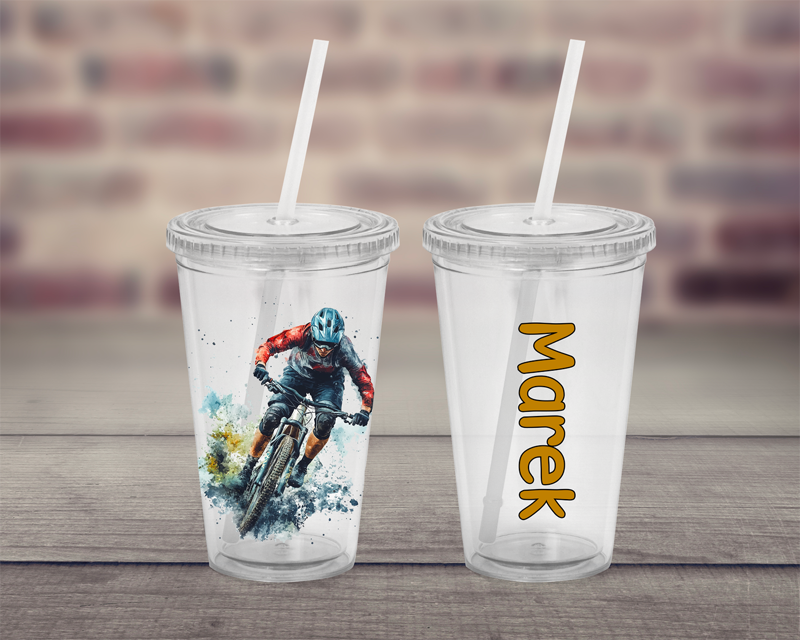 Plastový pohárek s brčkem Bike Plastový pohárek s brčkem Bike