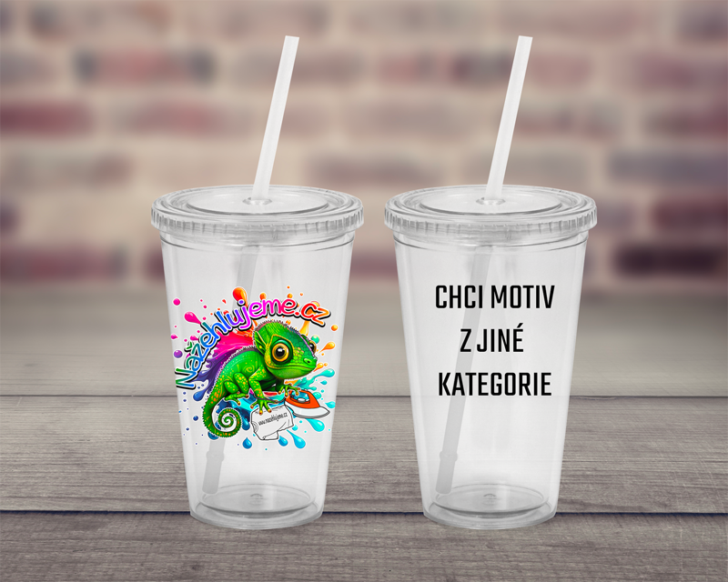 Plastový pohárek s brčkem MOTIV Z JINÉ KATEGORIE Plastový pohárek s brčkem MOTIV Z JINÉ KATEGORIE