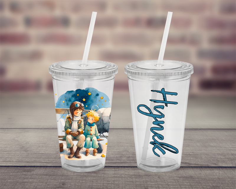 Plastový pohárek s brčkem Malý princ