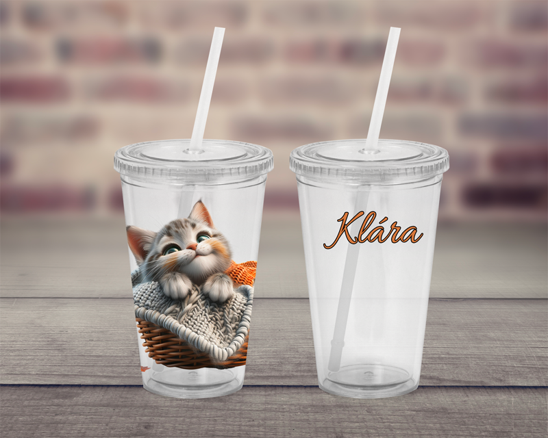 Plastový pohárek s brčkem Micka