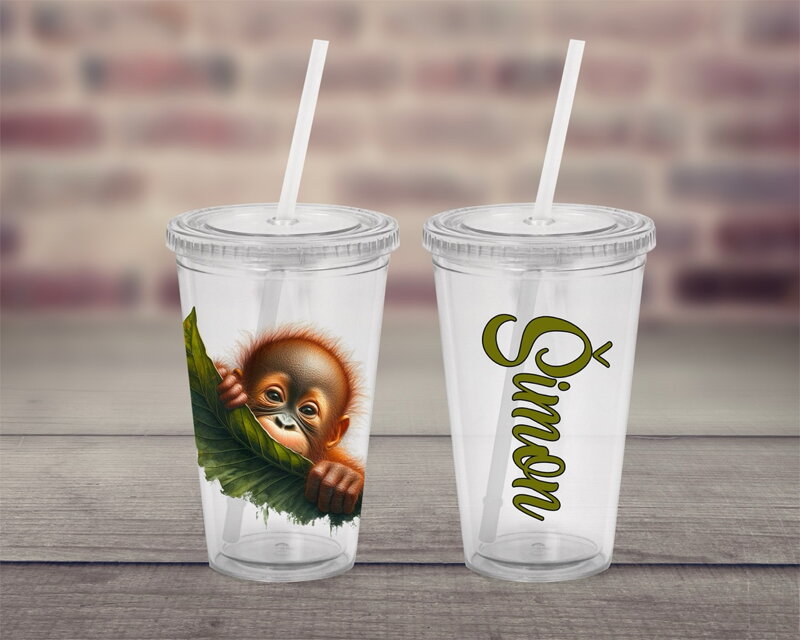 Plastový pohárek s brčkem Orangutan