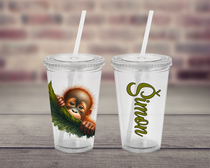 Plastový pohárek s brčkem Orangutan
