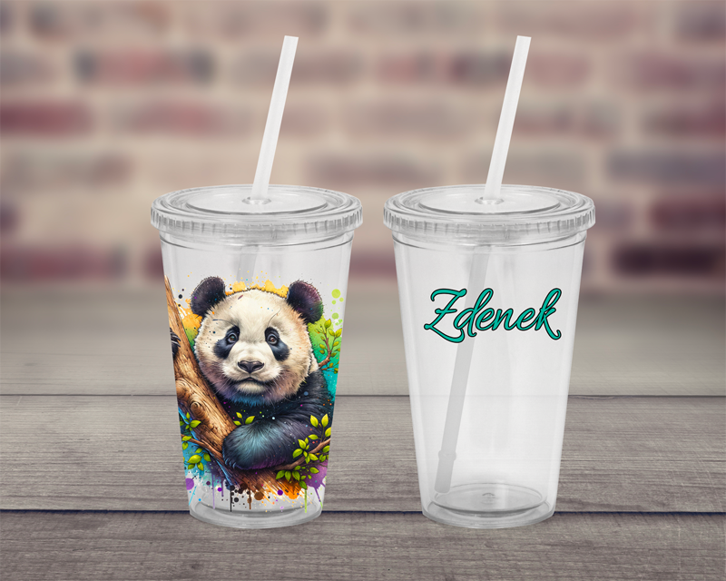 Plastový pohárek s brčkem Panda Plastový pohárek s brčkem Panda