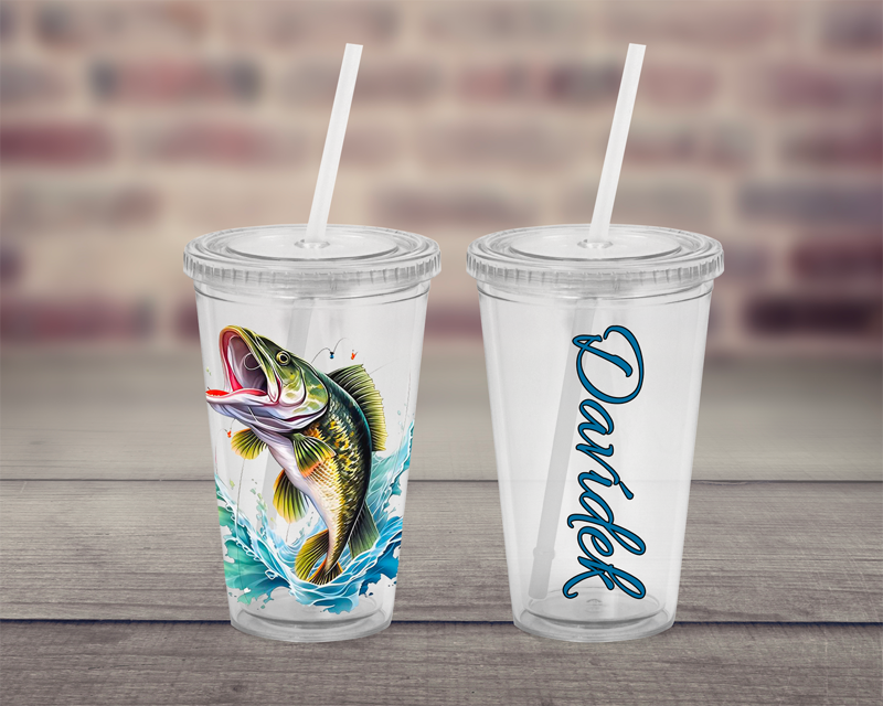 Plastový pohárek s brčkem Rybaření