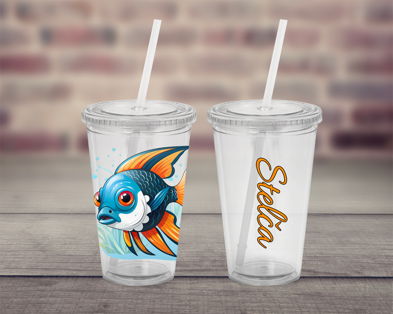 Plastový pohárek s brčkem Sea Plastový pohárek s brčkem Sea