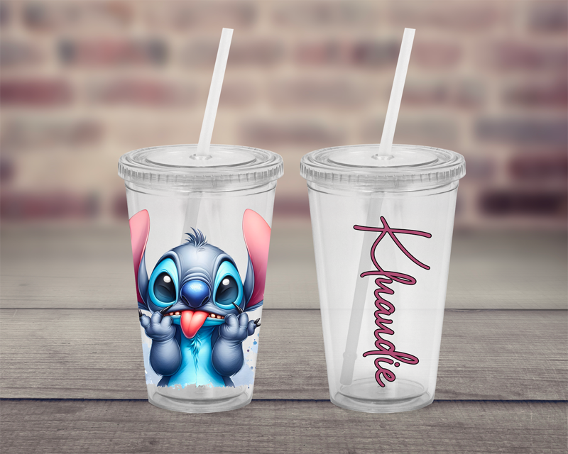 Plastový pohárek s brčkem Modrá příšerka