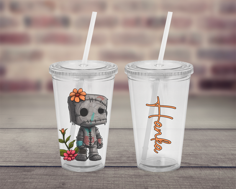 Plastový pohárek s brčkem Voodoo doll Plastový pohárek s brčkem Voodoo doll