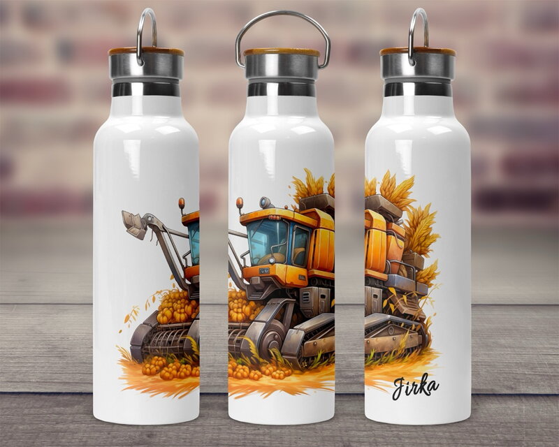 Termoska s bambusovým víčkem Traktory a kombajny