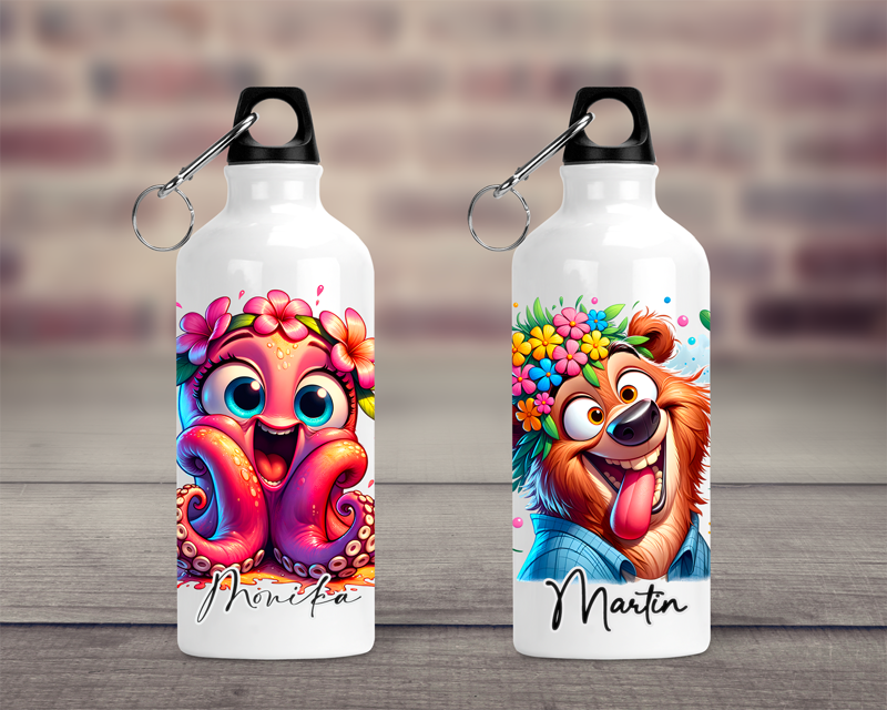 Cestovní hliníková lahev Bláznivá zvířátka