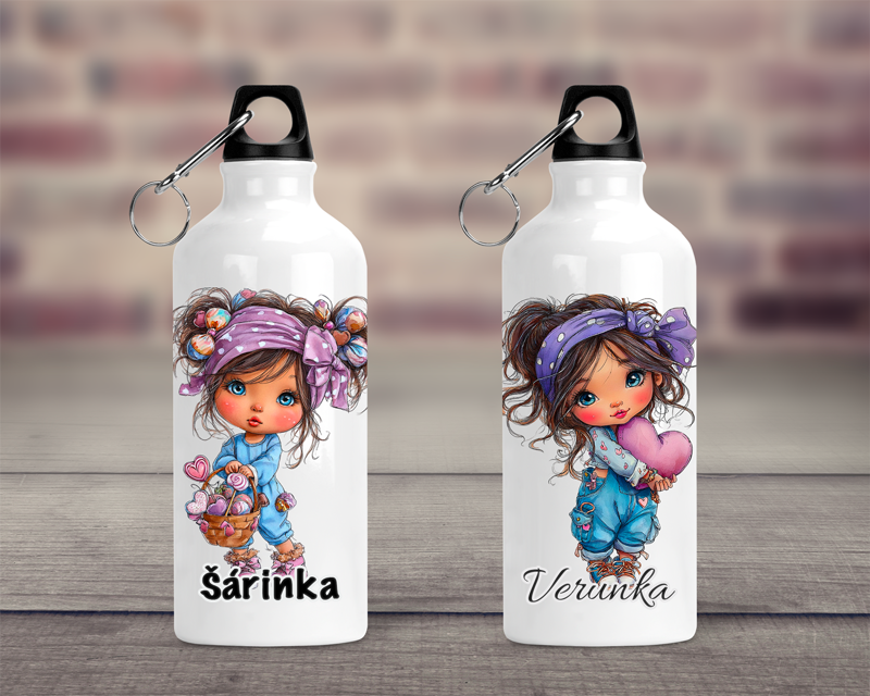 Cestovní hliníková lahev Holčička LILA