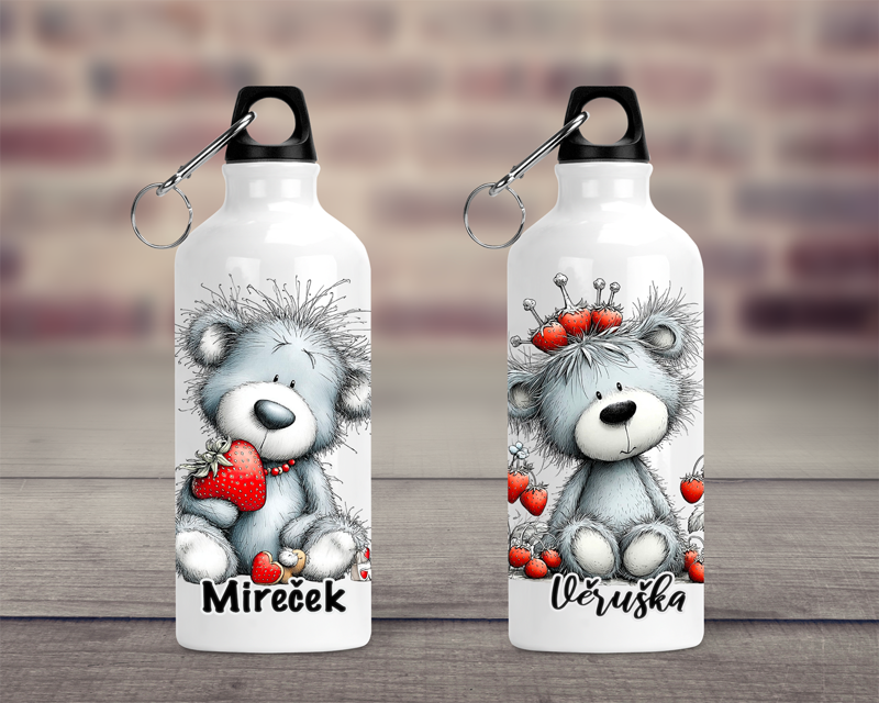 Cestovní hliníková lahev Jahůdkový medvídek