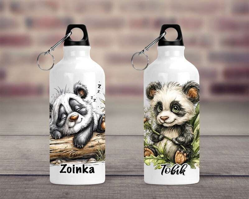 Cestovní hliníková lahev Kreslená Panda