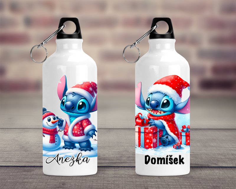Cestovní hliníková lahev Vánoční Modrá příšerka