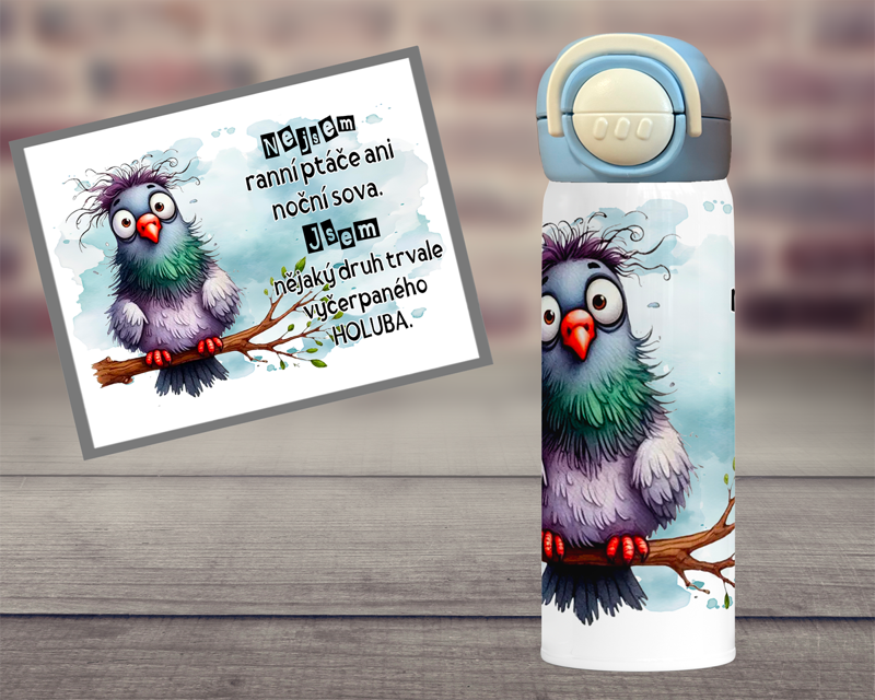 Termoska DUO Vyčerpaný holub - pro něj